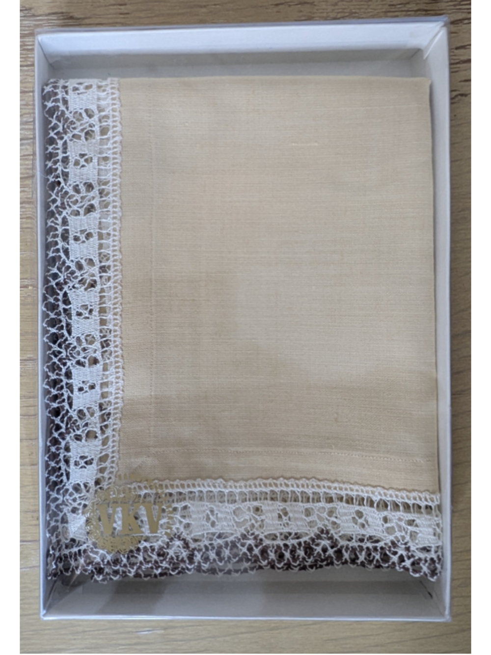 Vintage Vamberacka Krajka Table Linen Beige White Hand Crochet Lace Edge 27"x27"